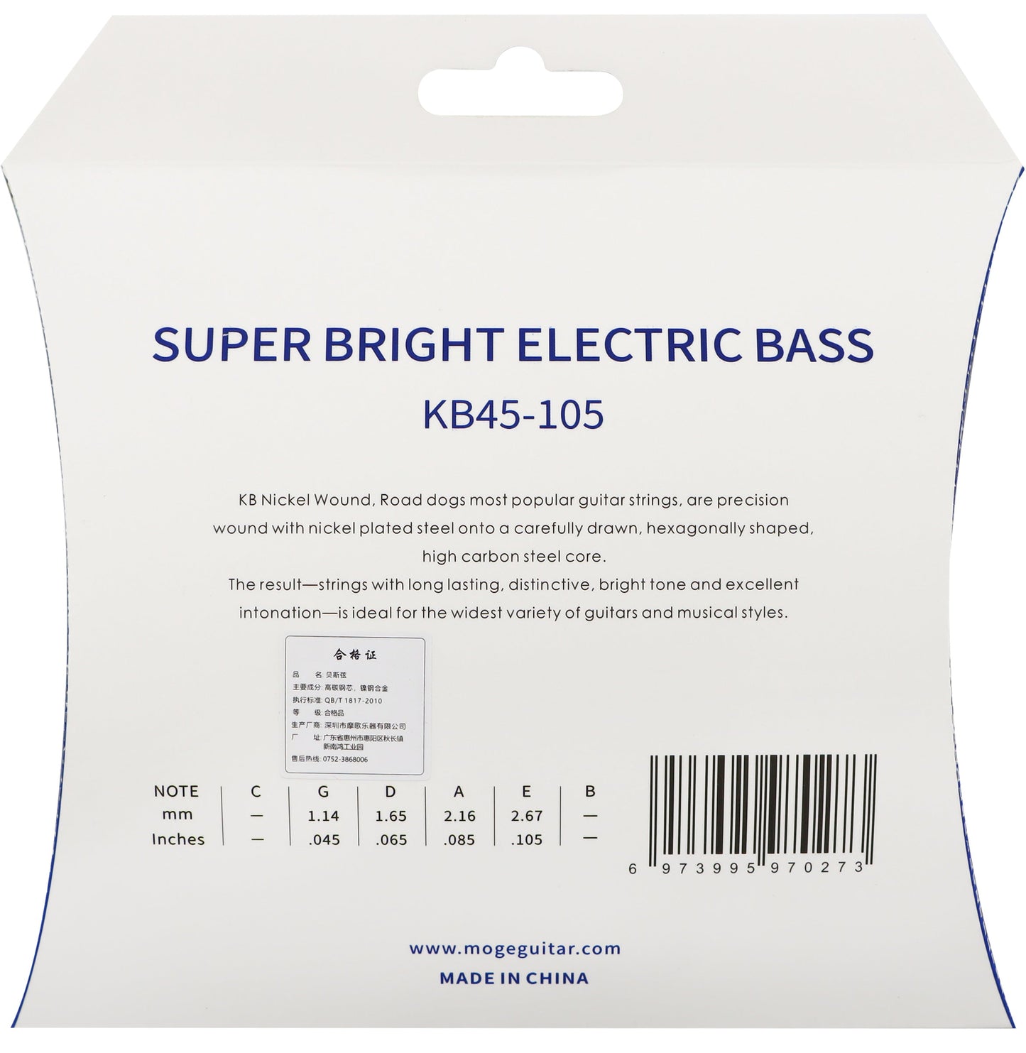 Road Dog KB45-105 Super Bright Nickel Wound Bass Guitar String Set 45-105 (45 65 85 105)
