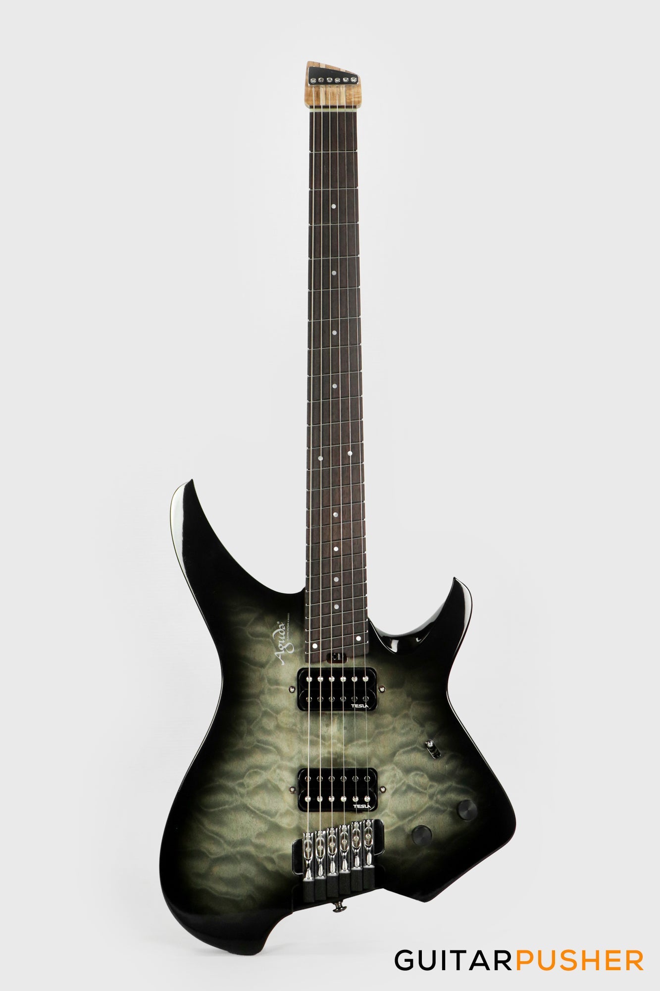 Aguda Black Hole X (2024) Headless Electric Guitar Mahogany Body Rosewood Fretboard - Transblack Natural Quilt Burst