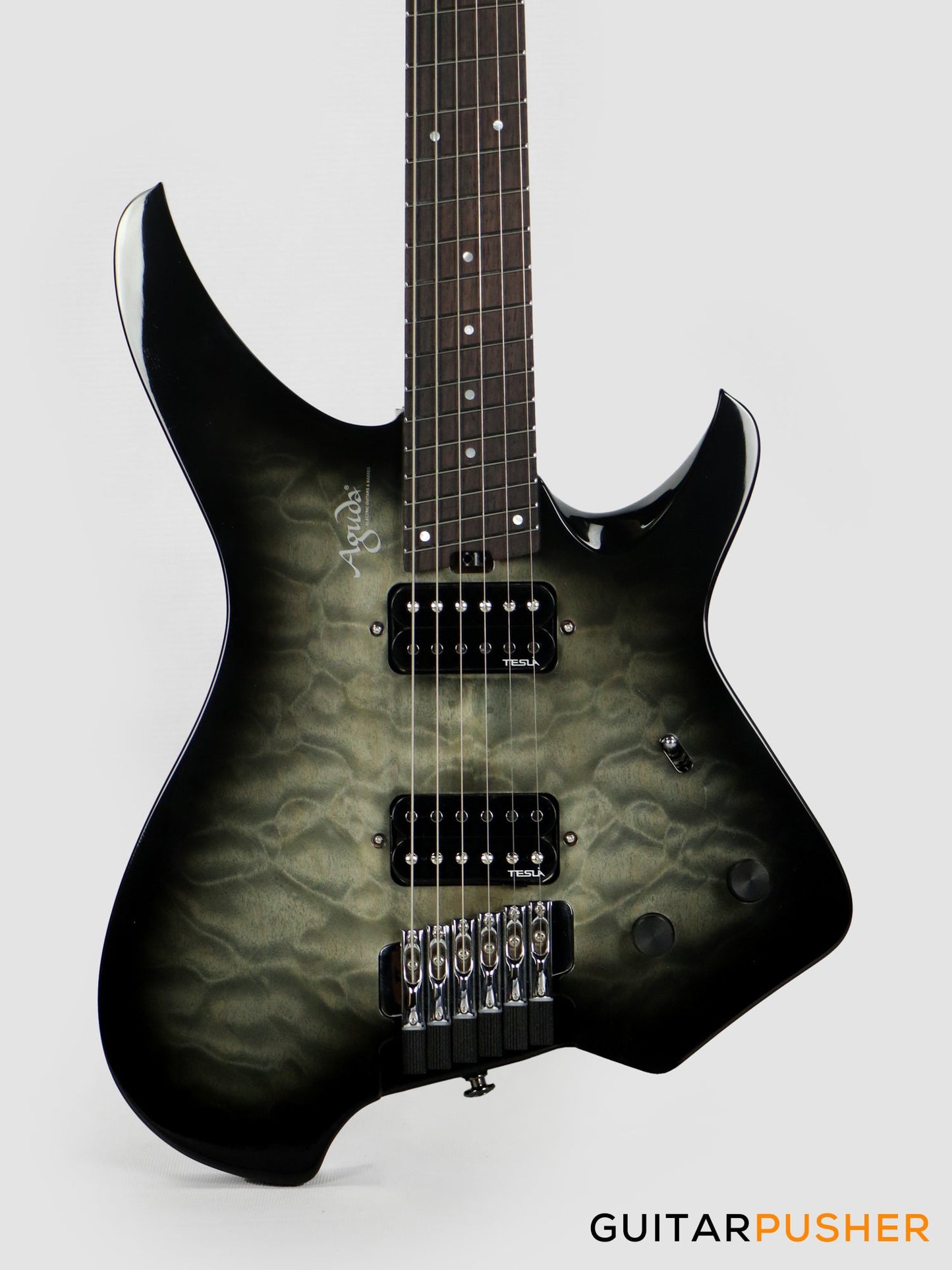 Aguda Black Hole X (2024) Headless Electric Guitar Mahogany Body Rosewood Fretboard - Transblack Natural Quilt Burst