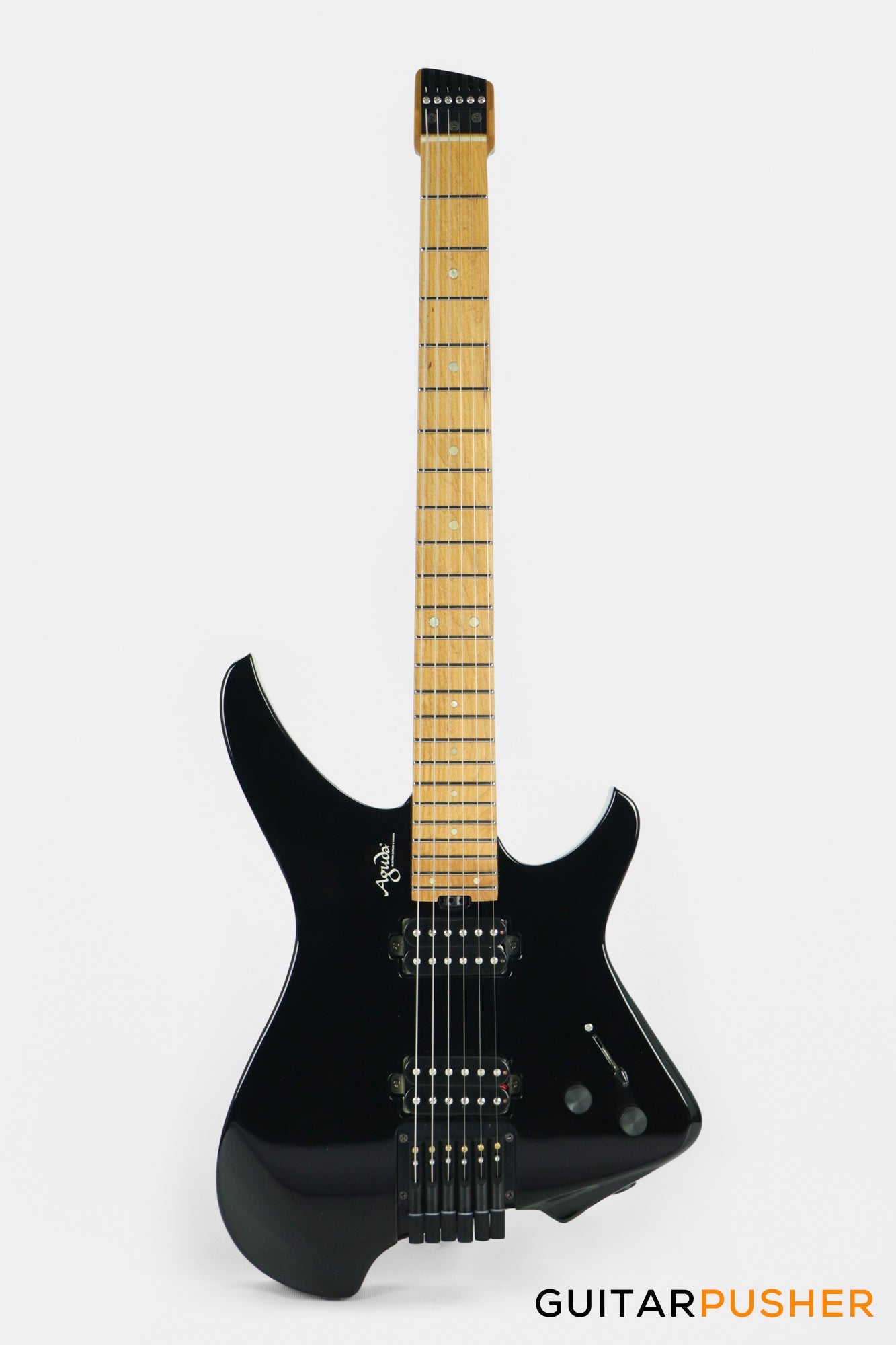 Aguda Musicboy Headless Electric Guitar Alder Body Roasted Maple Fretboard - Gloss Black