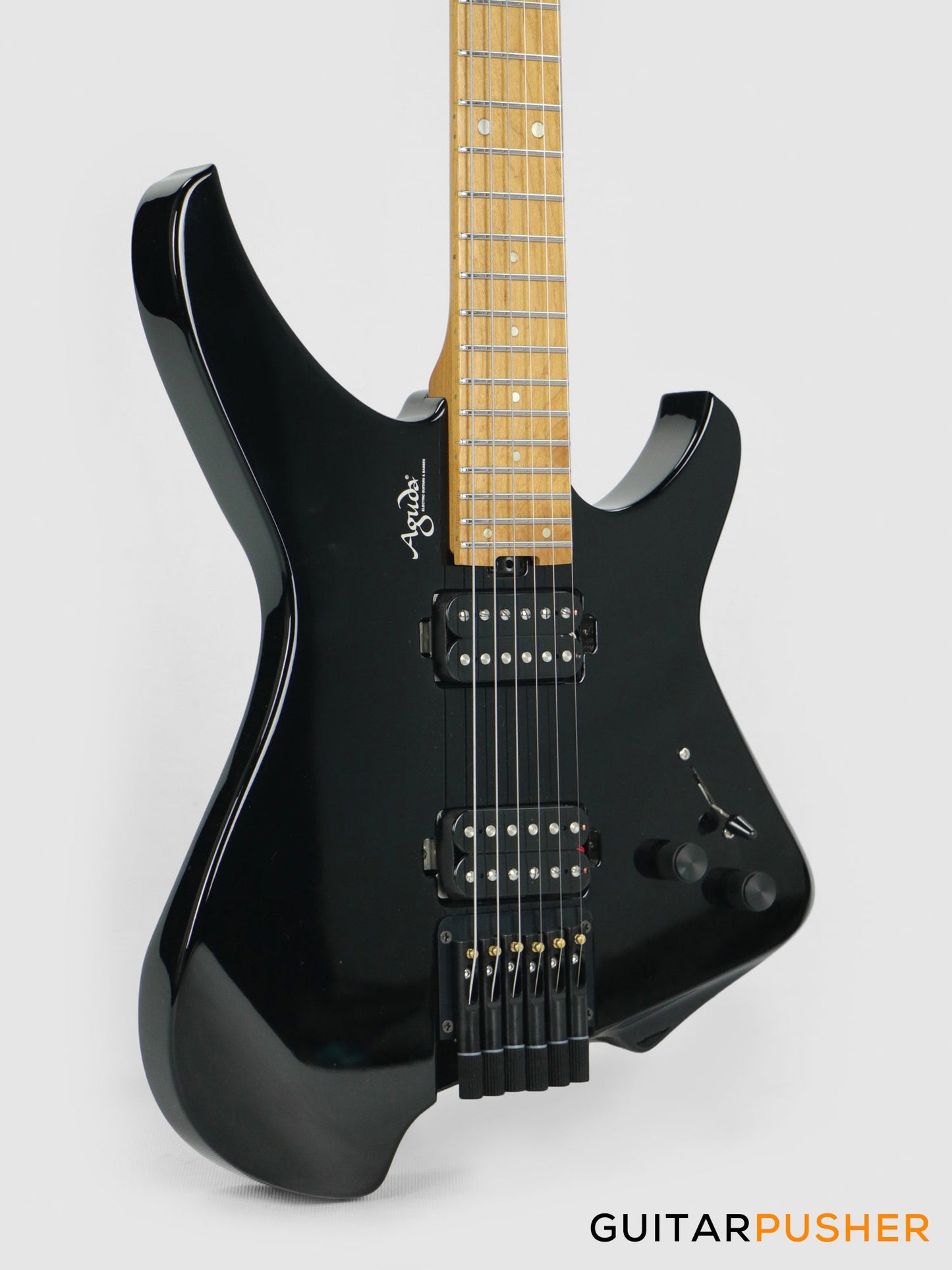 Aguda Musicboy Headless Electric Guitar Alder Body Roasted Maple Fretboard - Gloss Black