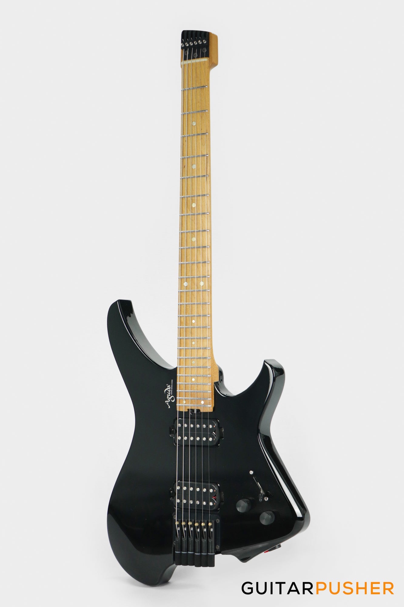 Aguda Musicboy Headless Electric Guitar Alder Body Roasted Maple Fretboard - Gloss Black