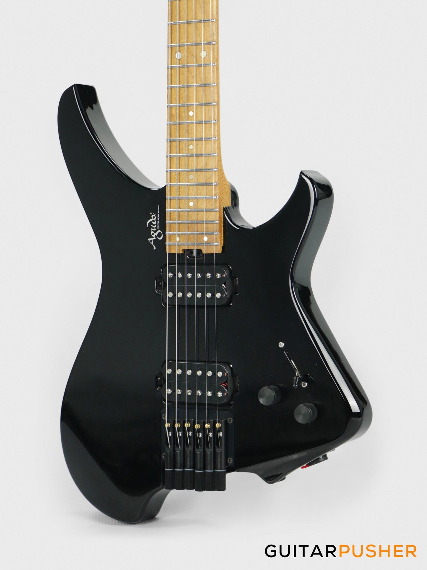 Aguda Musicboy Headless Electric Guitar Alder Body Roasted Maple Fretboard - Gloss Black