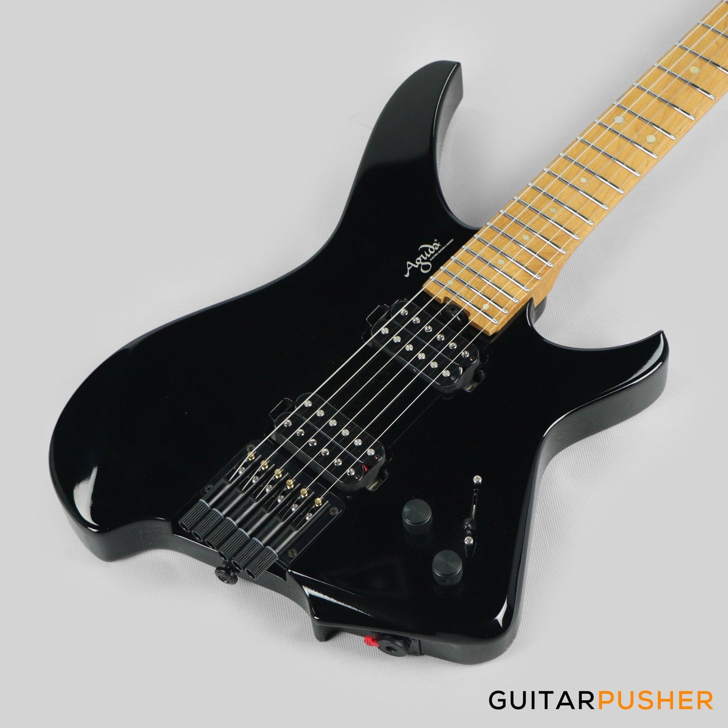 Aguda Musicboy Headless Electric Guitar Alder Body Roasted Maple Fretboard - Gloss Black