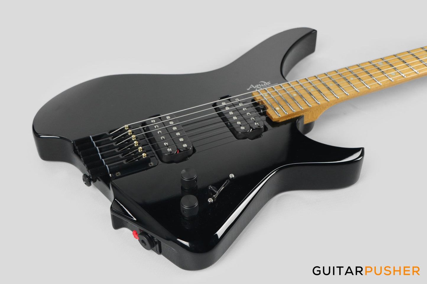 Aguda Musicboy Headless Electric Guitar Alder Body Roasted Maple Fretboard - Gloss Black