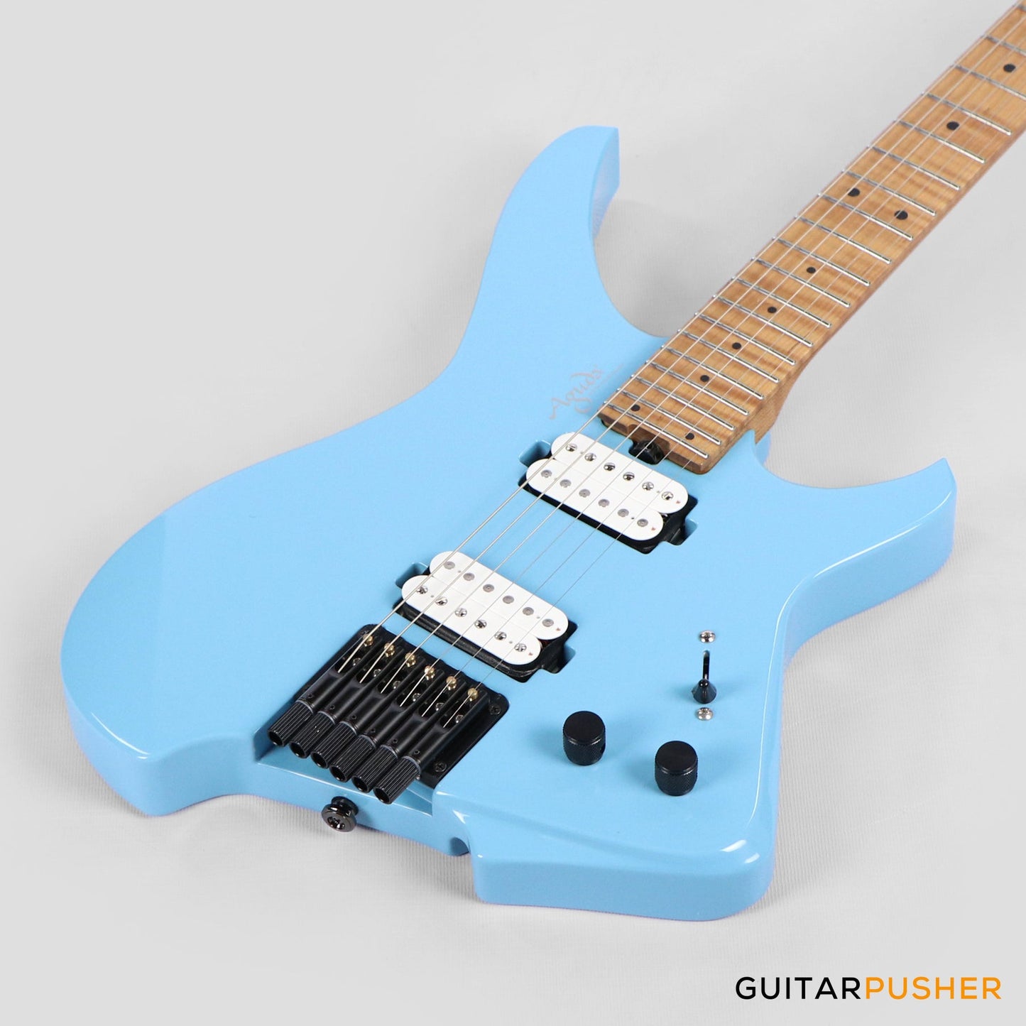 Aguda Musicboy Headless Electric Guitar Alder Body Roasted Maple Fretboard - Sonic Blue