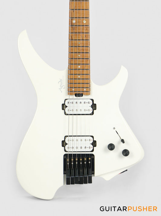 Aguda Musicboy Headless Electric Guitar Alder Body Roasted Maple Fretboard - Snow White