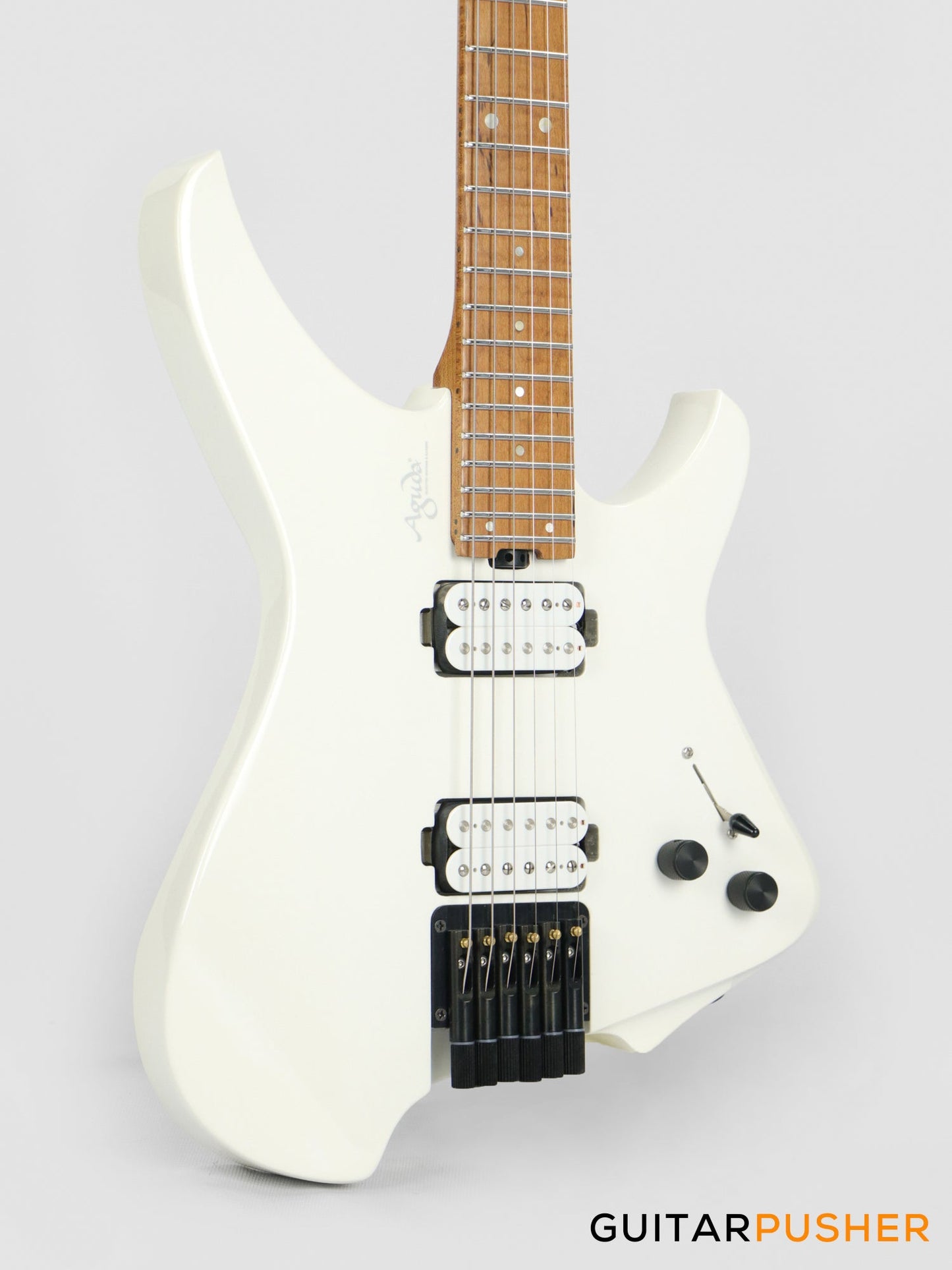 Aguda Musicboy Headless Electric Guitar Alder Body Roasted Maple Fretboard - Snow White