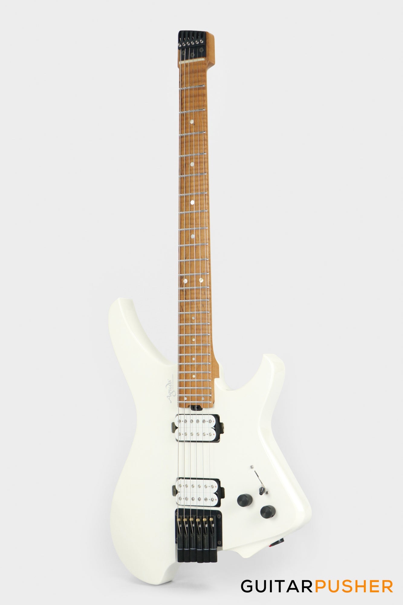 Aguda Musicboy Headless Electric Guitar Alder Body Roasted Maple Fretboard - Snow White