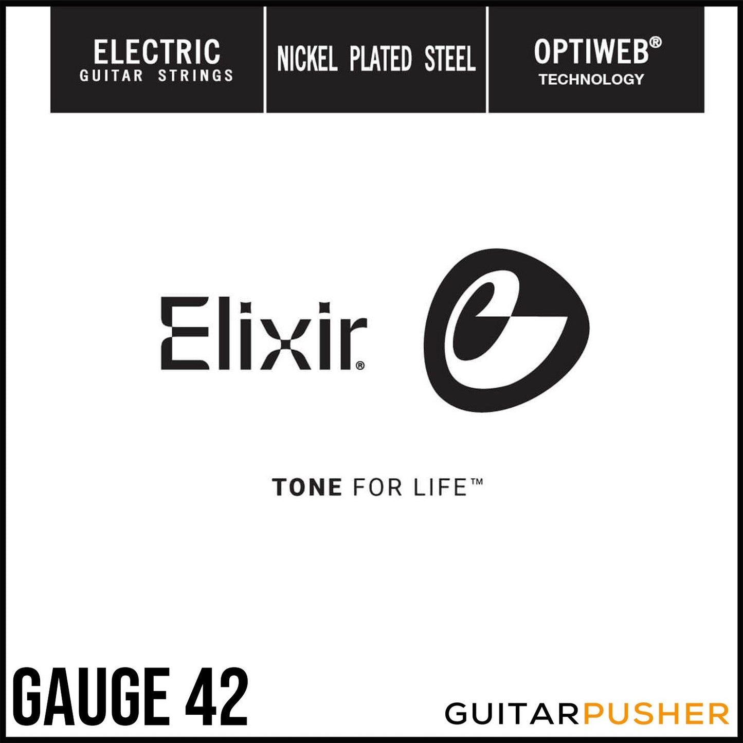 Elixir Electric Nickel Plated Steel Single Electric Guitar String with Optiweb Coating (Gauge 42)