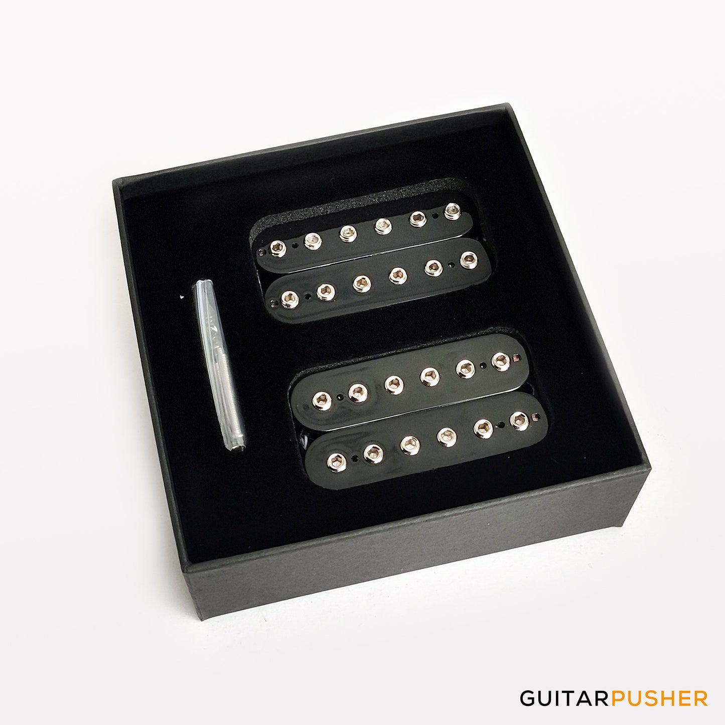 Godwound Thanos Modern Guitar Humbucker Pickup Set - 53mm F Spacing (Open Black, Nickel Bolts)