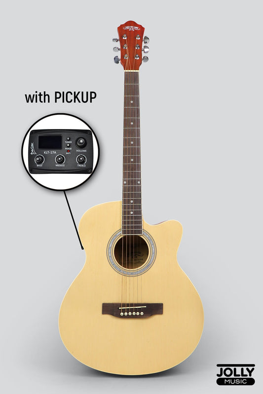Caravan HS-4040 EQ Electric-Acoustic Guitar with FREE Gigbag and Pickup - Natural