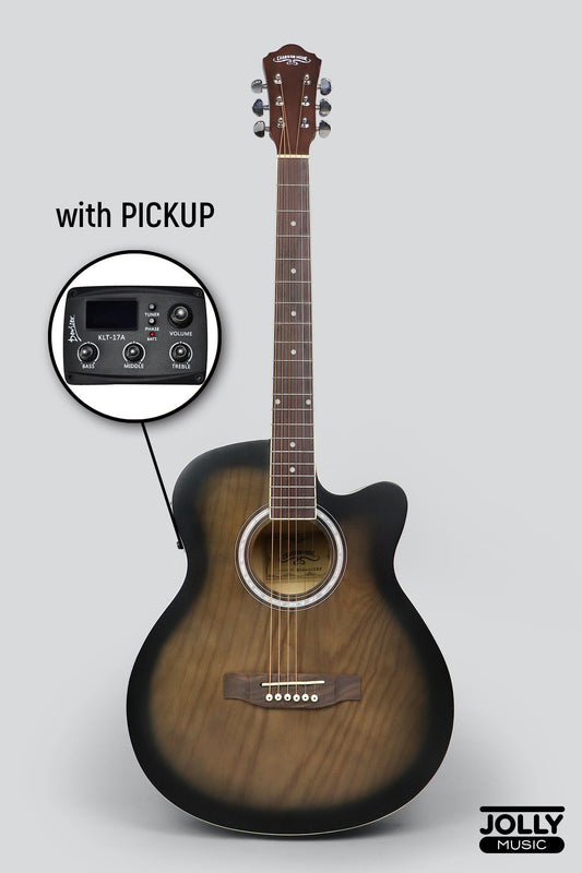 Caravan HS-4040 EQ Electric-Acoustic Guitar with FREE Gigbag and Pickup - Trans Brown