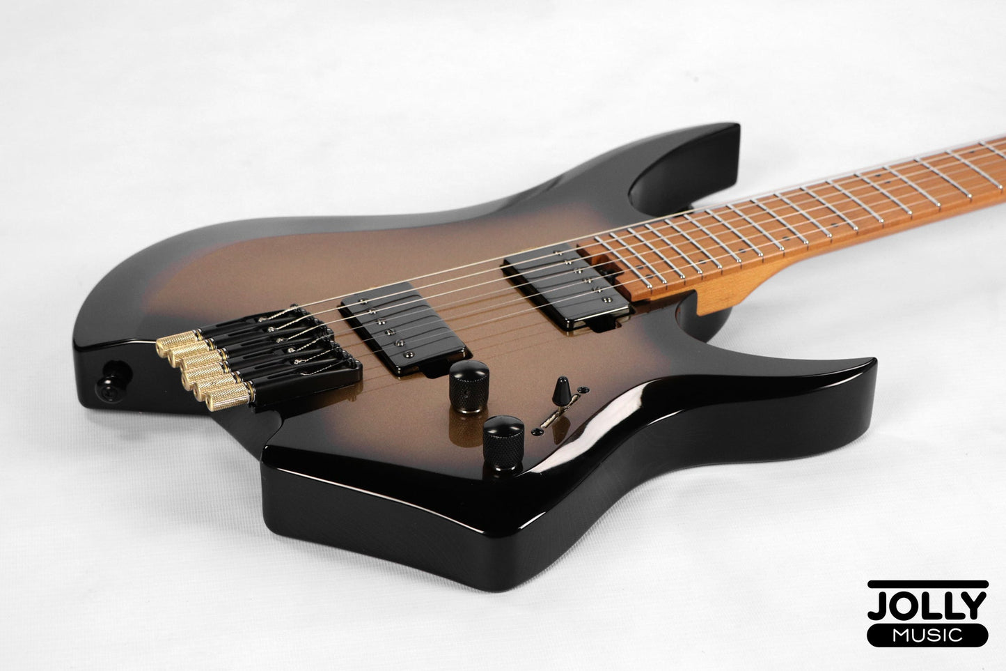 JCraft Aeon Headless Electric Guitar Fixed Bridge Stainless HEF-3 - Gold Burst Fade