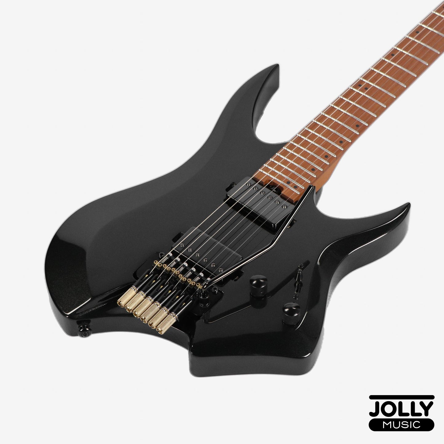 JCraft Aeon Headless Electric Guitar Locking Tremolo Stainless HTR-3 - Metallic Black