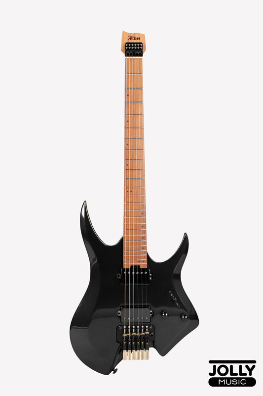 JCraft Aeon Headless Electric Guitar Locking Tremolo Stainless HTR-3 - Metallic Black