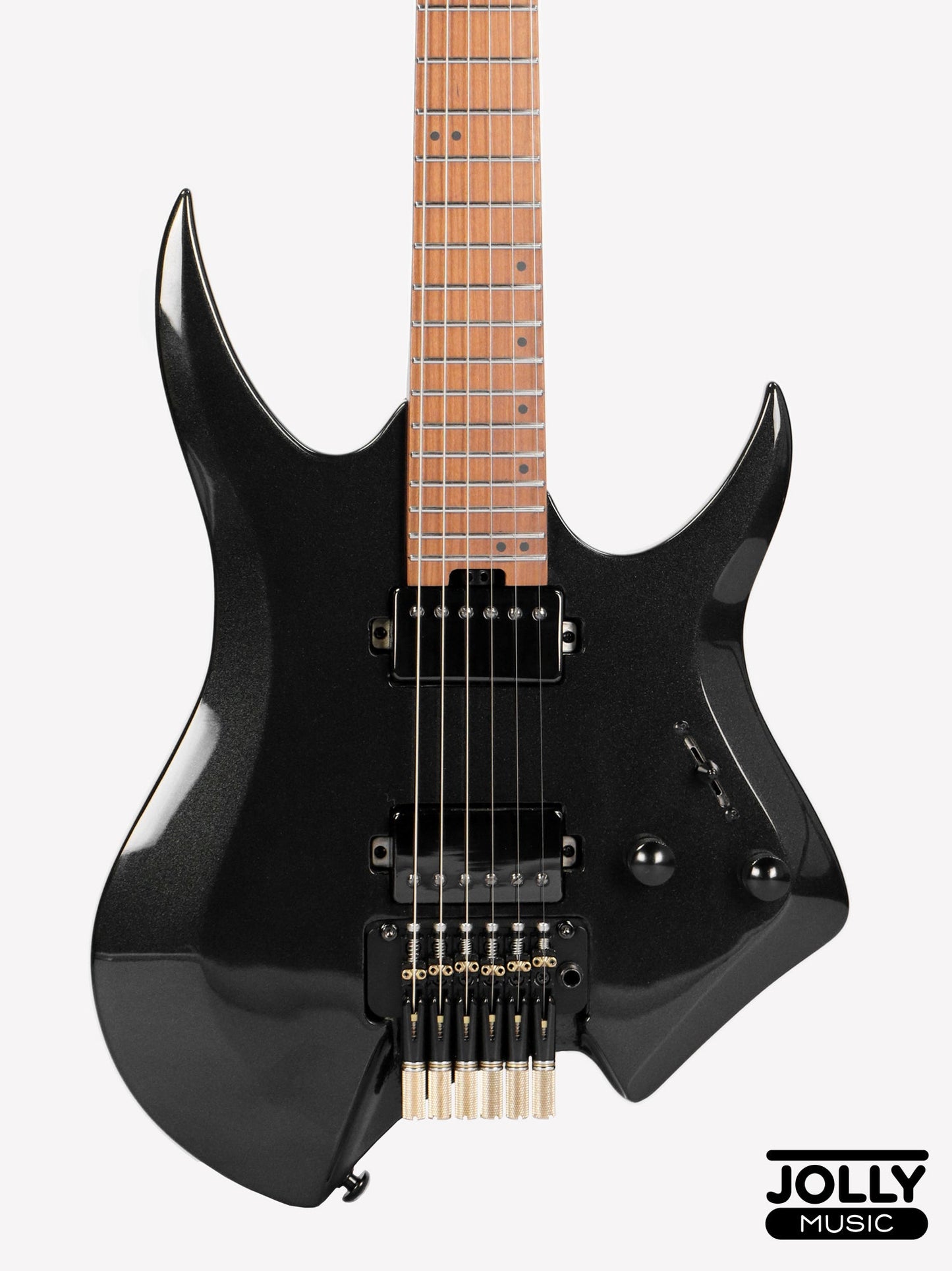 JCraft Aeon Headless Electric Guitar Locking Tremolo Stainless HTR-3 - Metallic Black