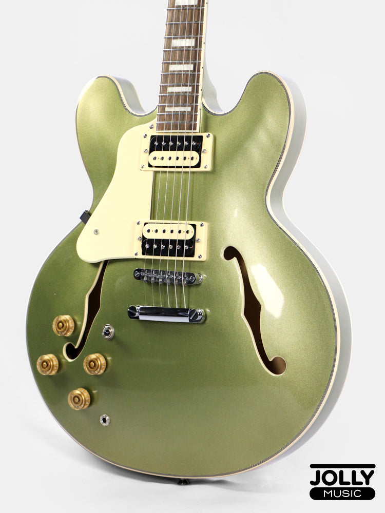 JCraft AR-3 JM Semi-Hollow Electric Guitar - Green LEFT HAND