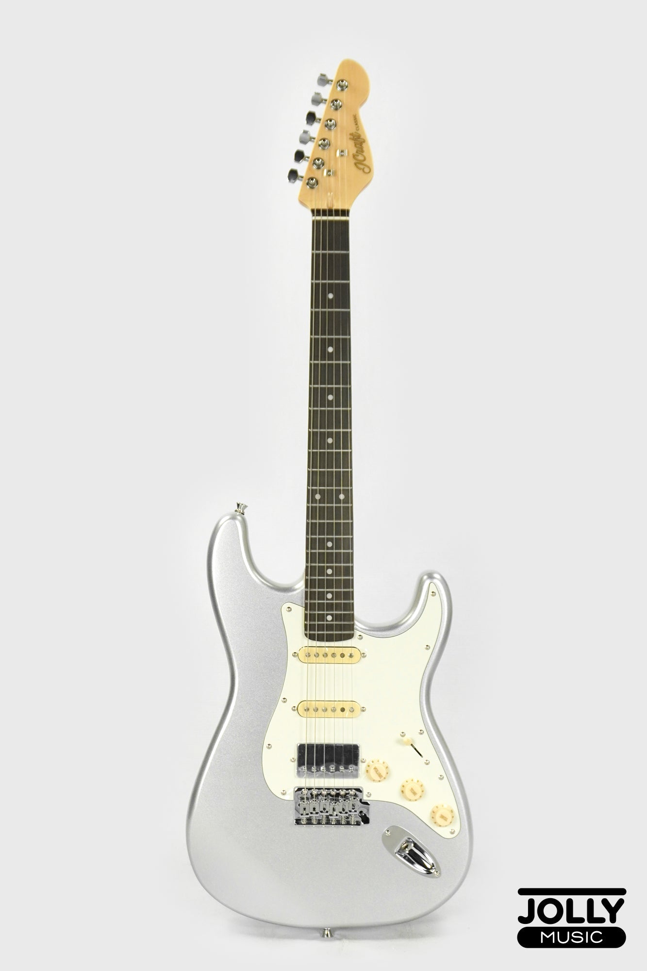 JCraft S-2HC HSS Stratocaster Stainless Frets Electric Guitar RW Chrome PU - Metallic Silver