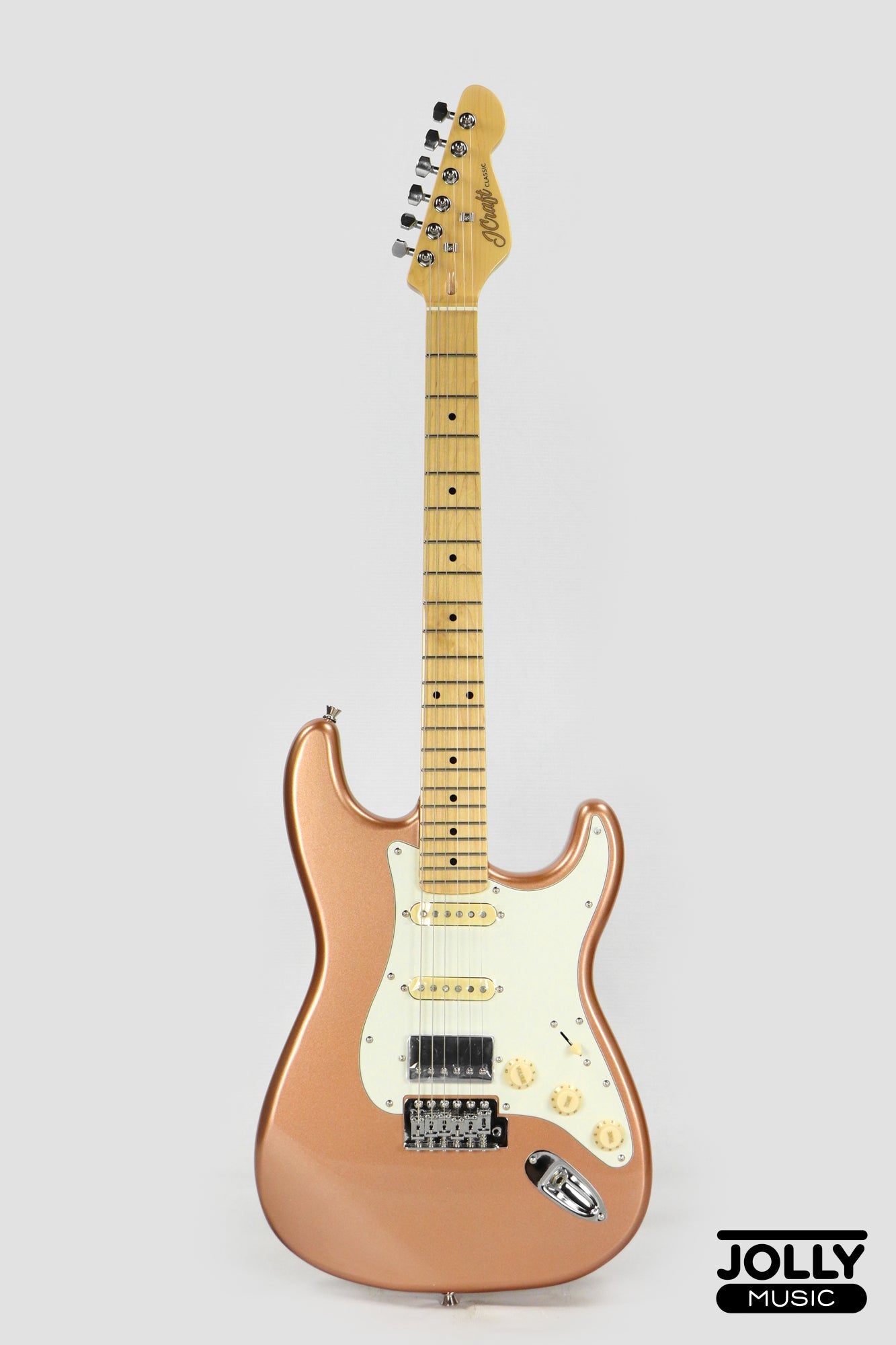 JCraft S-2HC HSS Stratocaster Stainless Frets Electric Guitar RW / Chrome PU - Rose Gold