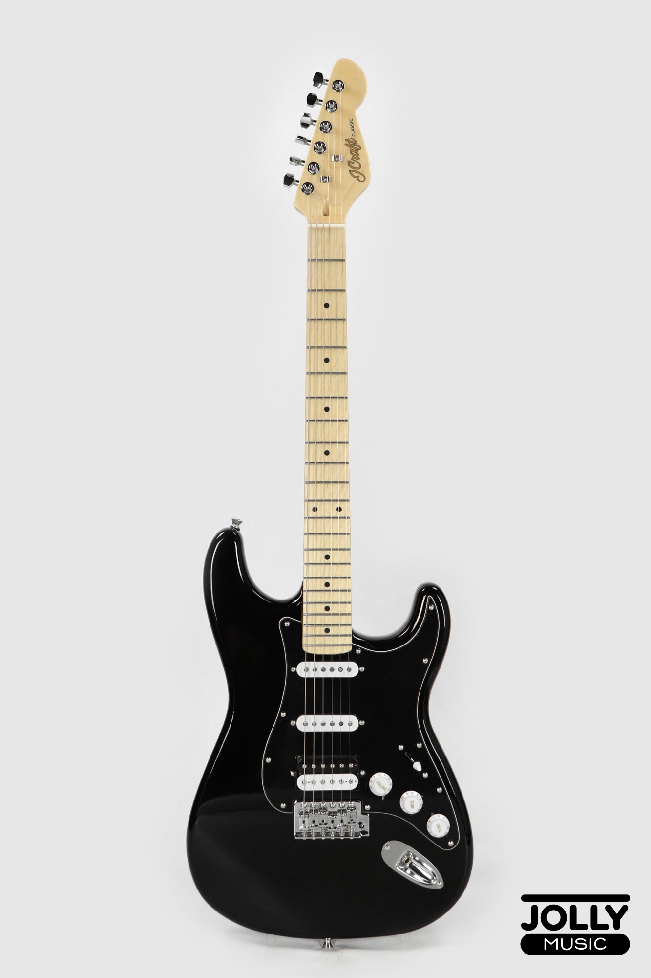JCraft S-2H HSS Stratocaster Stainless Frets Electric Guitar - Maple / Black