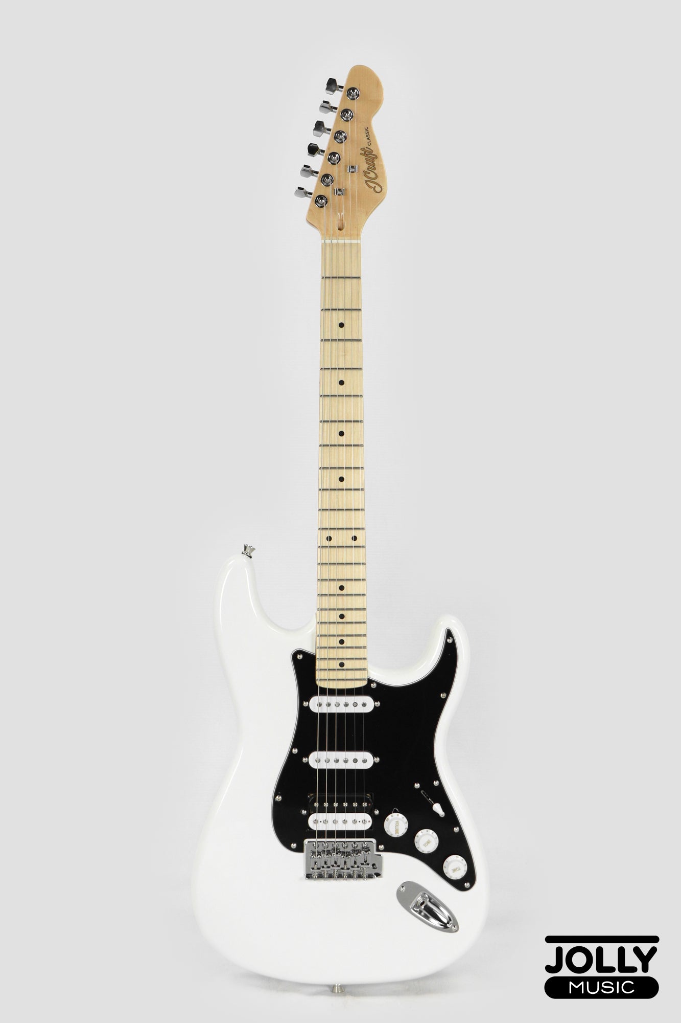 JCraft S-2H HSS Stratocaster Stainless Frets Electric Guitar - Maple / White