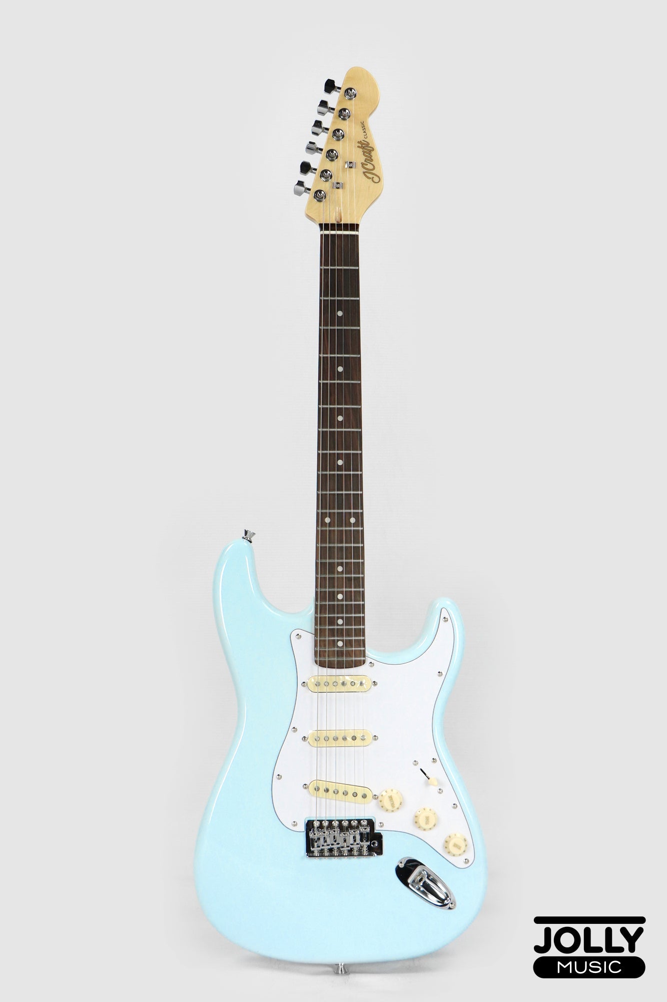JCraft S-2 Stratocaster Stainless Frets Electric Guitar - RW / Light Blue