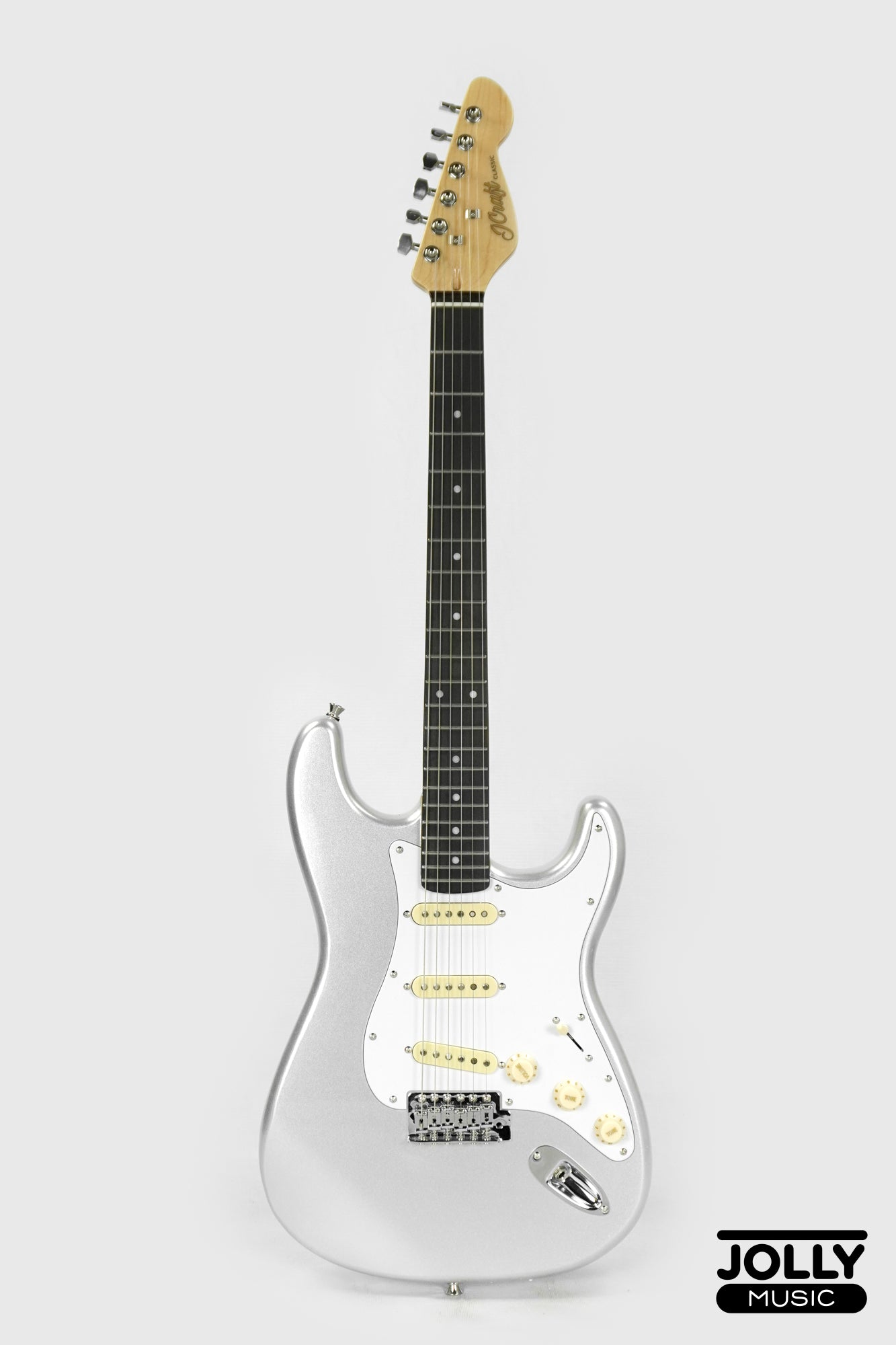 JCraft S-2 Stratocaster Stainless Frets Electric Guitar - RW / Metallic Silver