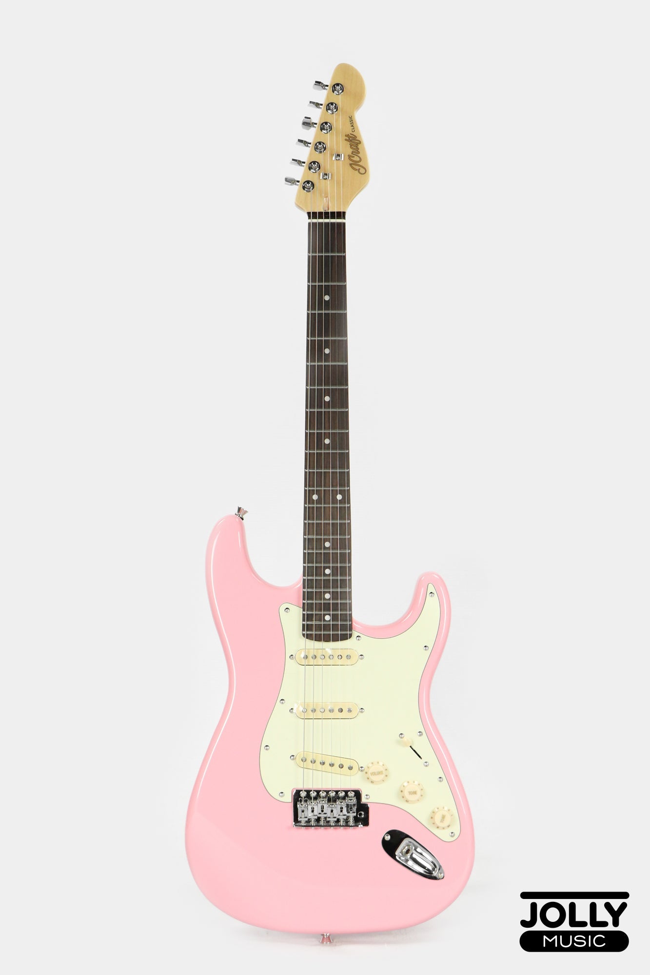 JCraft S-2 Stratocaster Stainless Frets Electric Guitar - RW / Pink