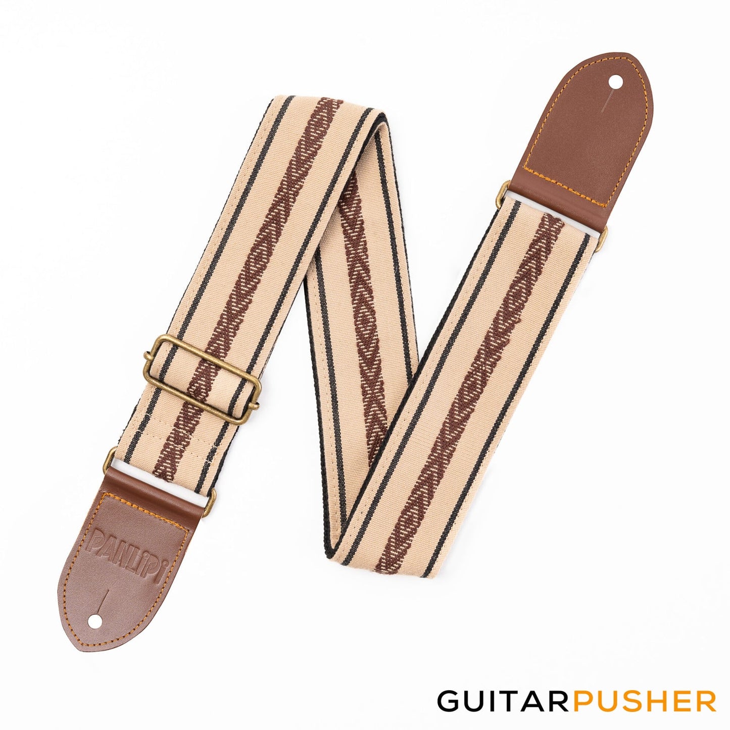 Panlipi Loom Weave Cuabao BAGU05A Guitar Strap - Brown Cream