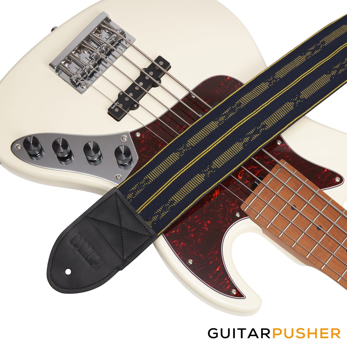 Panlipi Loom Weave Tagtago-Kalasag BASSBAGU01 3" Bass Guitar Strap - Navy Blue Yellow