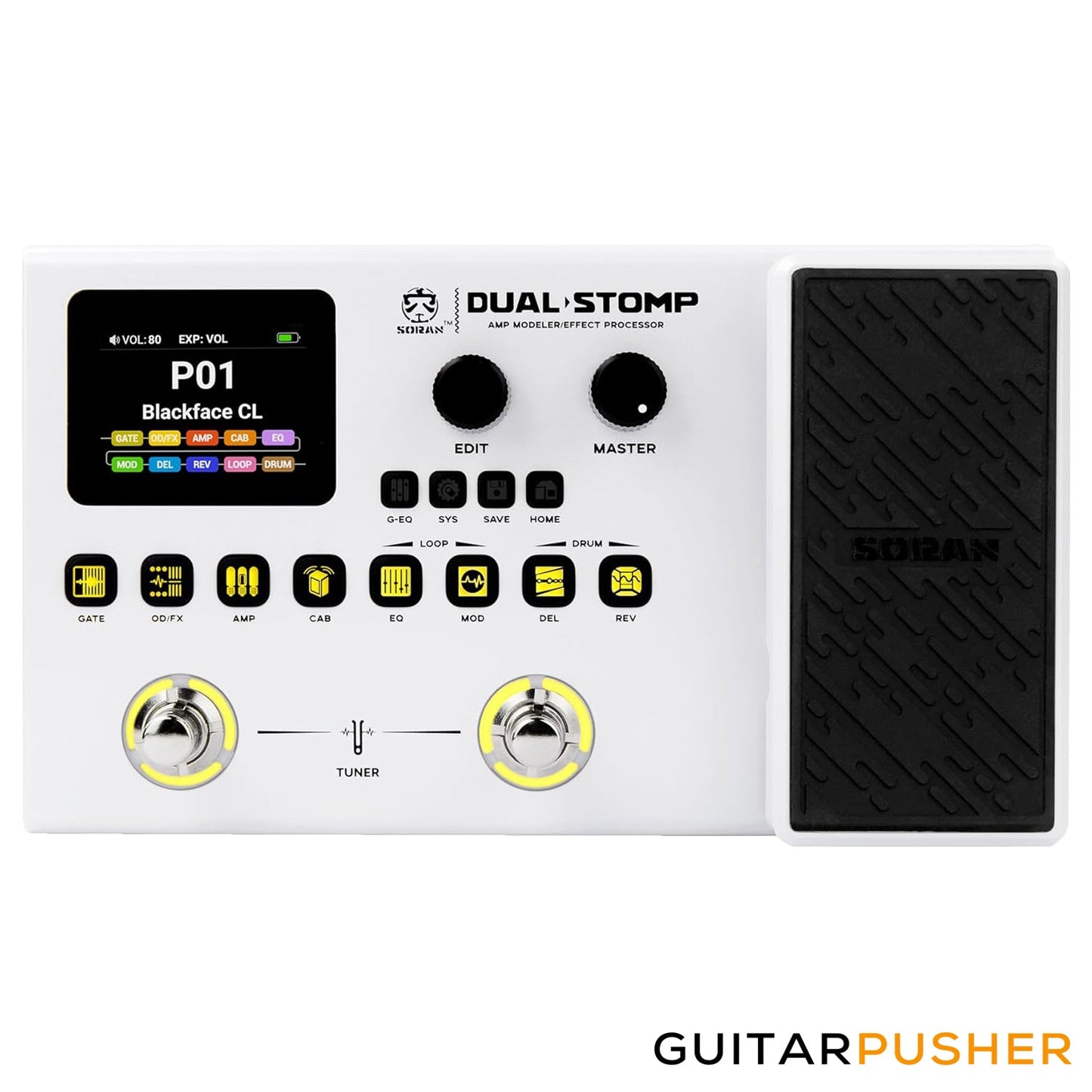 SORAN JME-01 Dual Stomp Rechargeable Multi-Effects Processor w/ Wah, Expression, Volume