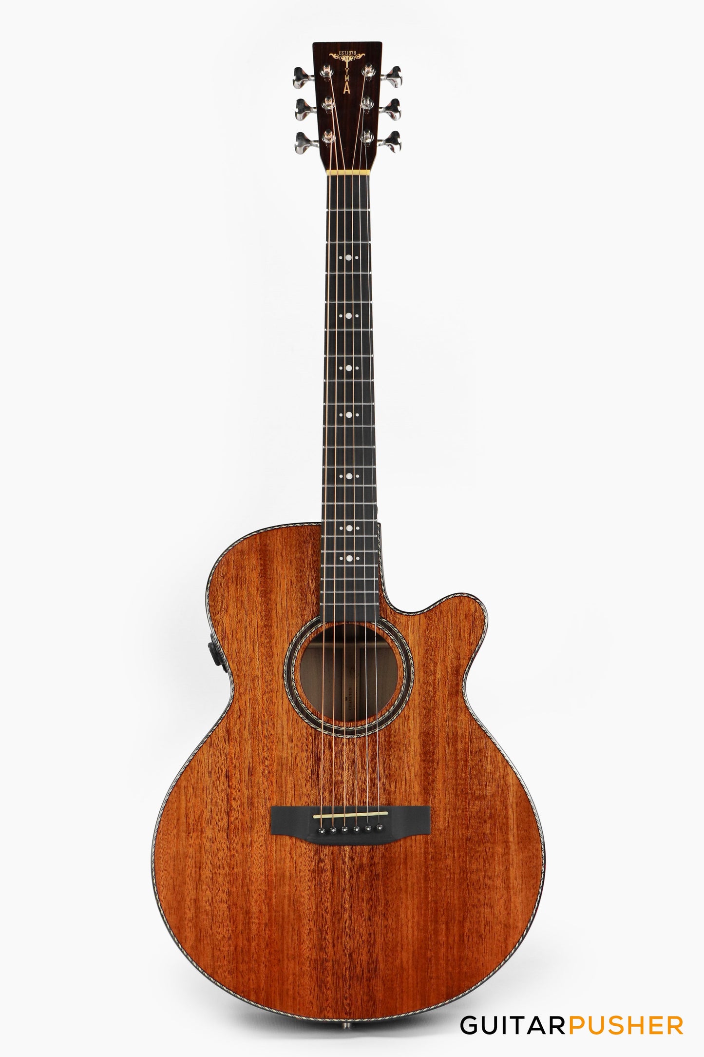 Tyma A1 Custom-ZL Solid Mahogany Top Striped Ebony OM Acoustic-Electric Guitar with OS1 Pickup