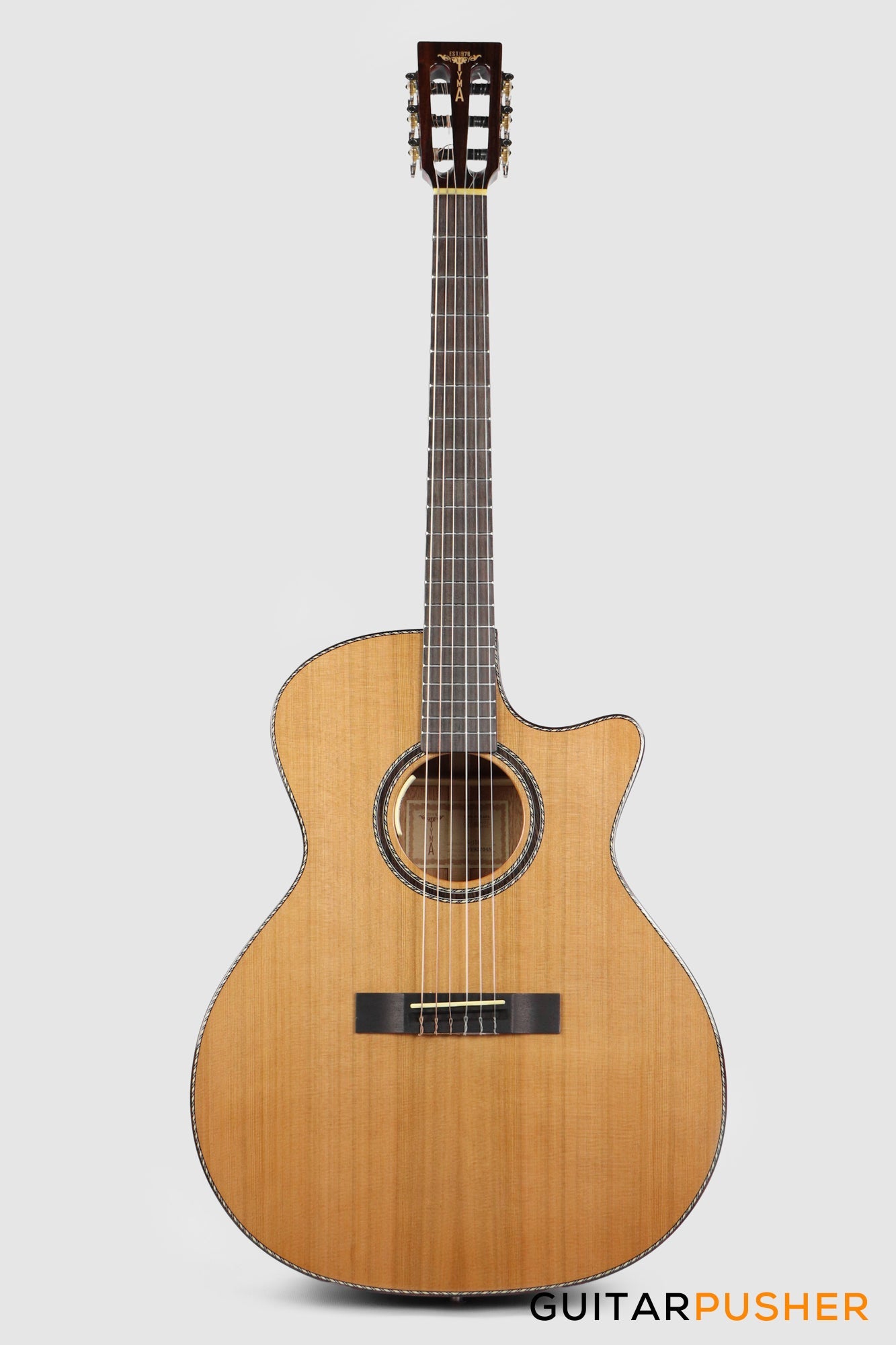 Tyma G-15E Solid Sitka Spruce Top Mahogany Auditorium Nylon String Acoustic-Electric Guitar with T-200 MAX preamp