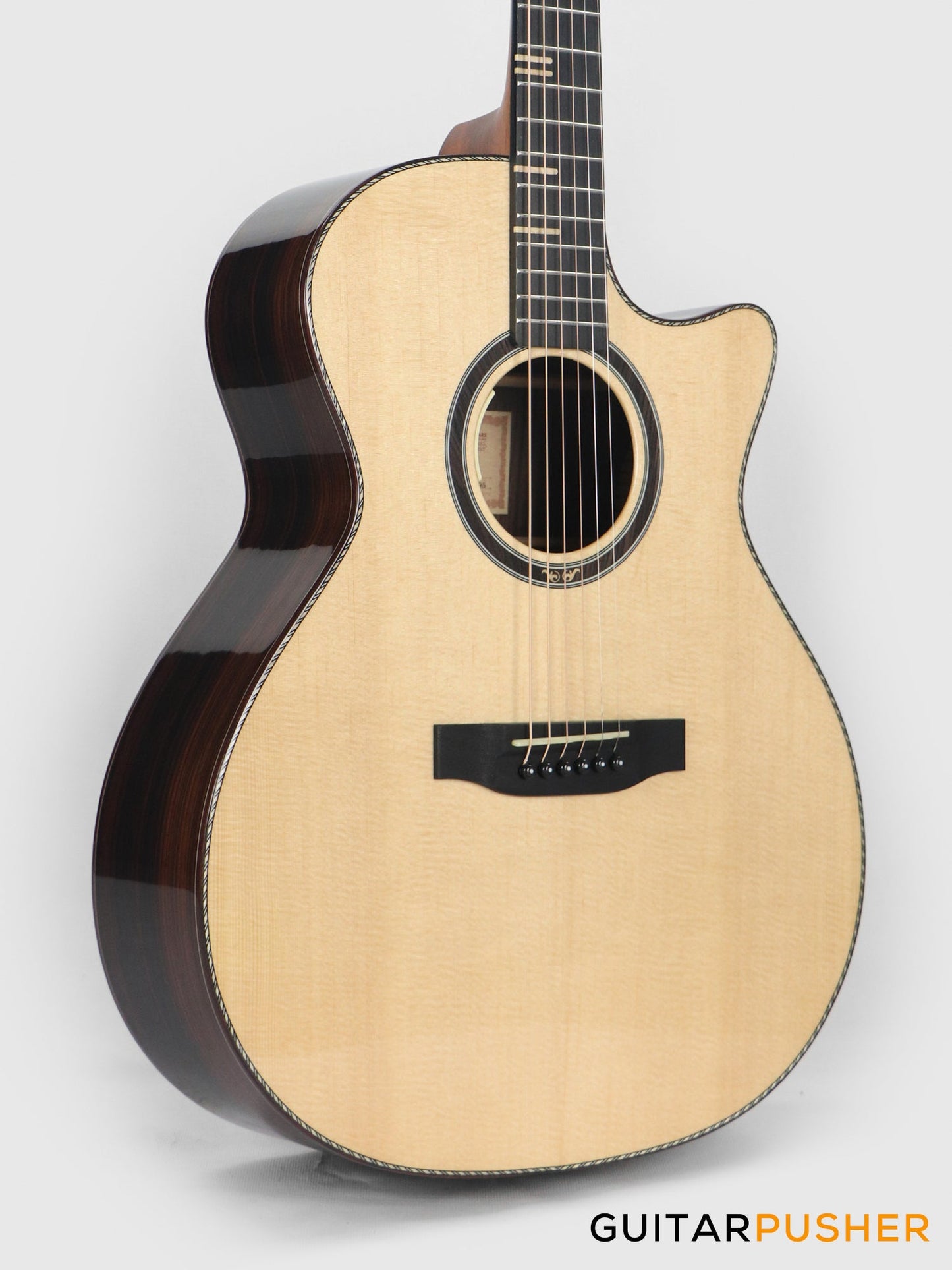Tyma TG-15E Solid Sitka Spruce Top Grand Auditorium Acoustic-Electric Guitar with T-200 MAX preamp and Hard Case
