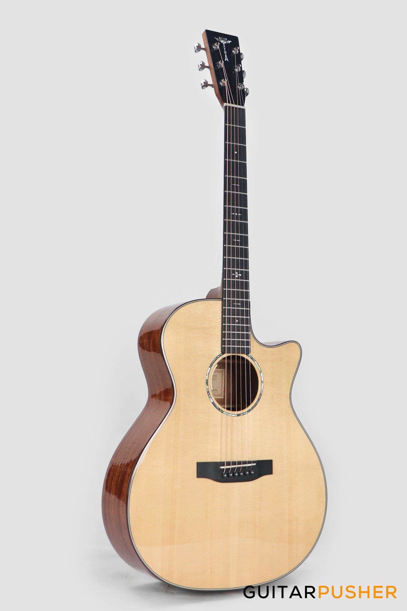 Tyma TG-10E Solid Sitka Spruce Top African Peach Core Grand Auditorium Acoustic-Electric Guitar with T200 MAX pickup