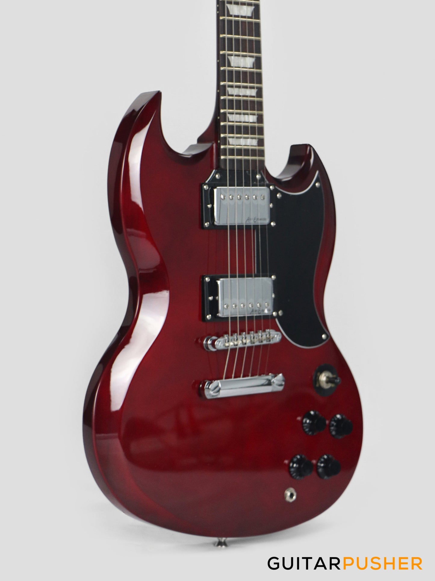 Vintage Coaster Series V69 Electric Guitar w/ Kinsman 10-Watt Amplifier, Gig Bag, & Accessories - Cherry Red