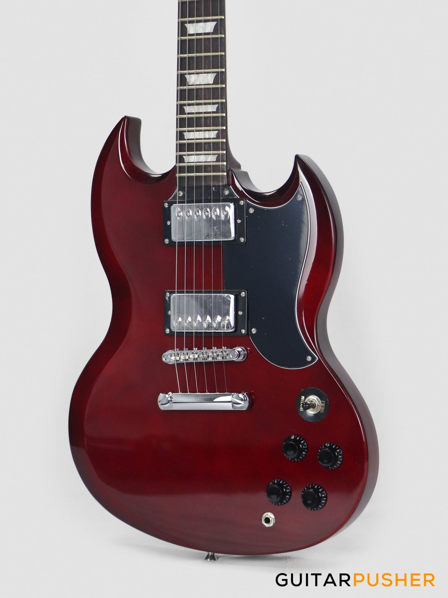 Vintage Coaster Series V69 Electric Guitar w/ Kinsman 10-Watt Amplifier, Gig Bag, & Accessories - Cherry Red