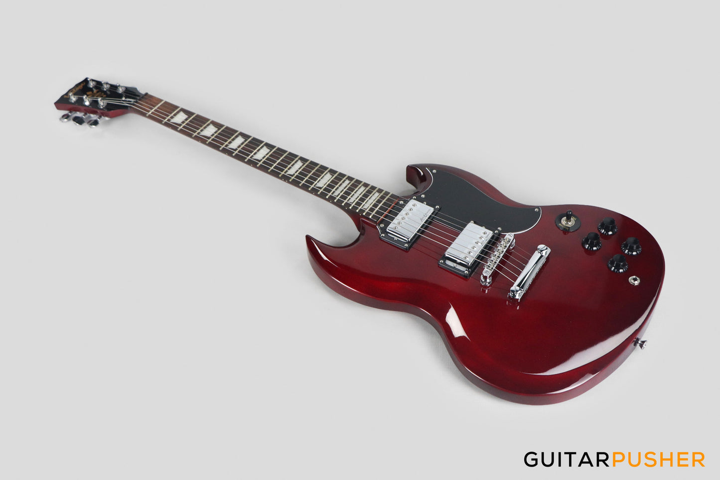 Vintage Coaster Series V69 Electric Guitar w/ Kinsman 10-Watt Amplifier, Gig Bag, & Accessories - Cherry Red