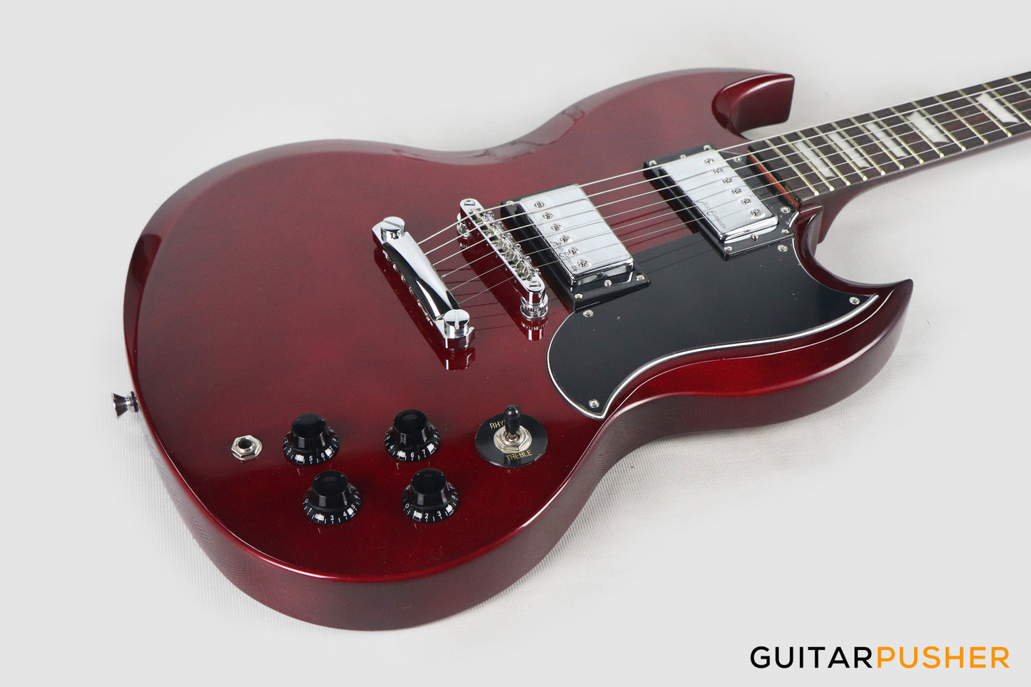 Vintage Coaster Series V69 Electric Guitar w/ Kinsman 10-Watt Amplifier, Gig Bag, & Accessories - Cherry Red