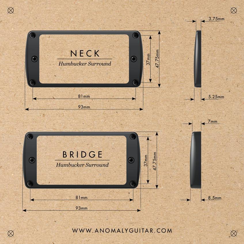 Anomaly Classic Humbucker Pickup Ring Surround Set