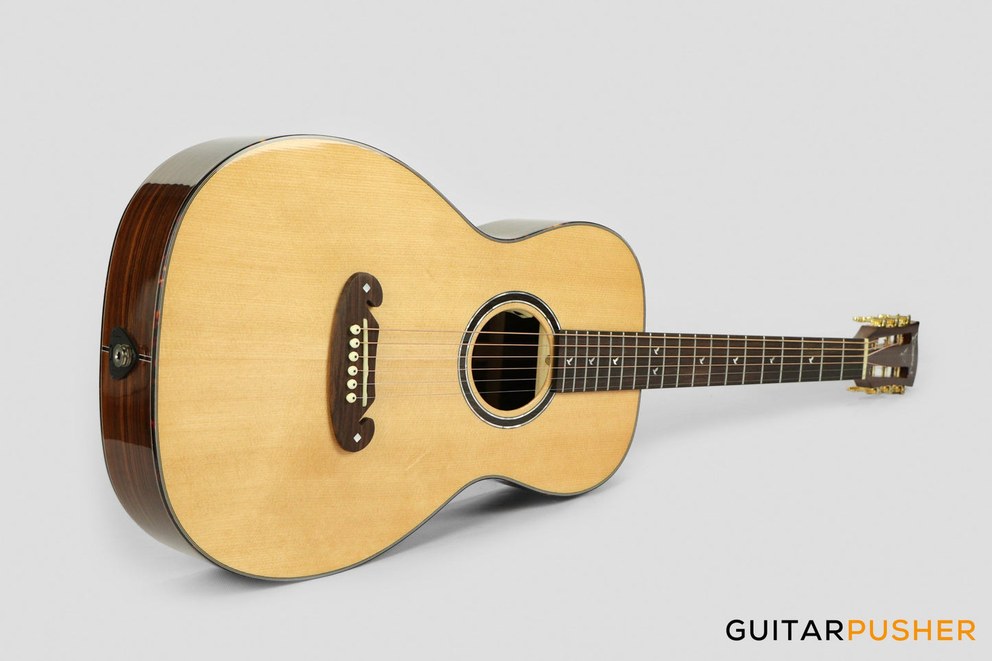 Elegee Lawin Solid Sitka Spruce Top 00 Parlor Acoustic-Electric Guitar with Dual Pickup System