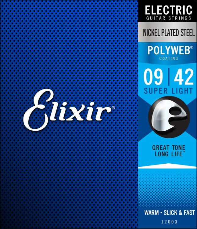 Elixir Electric Nickel Plated Steel Standard Gauge Electric Guitar Strings with POLYWEB Coating