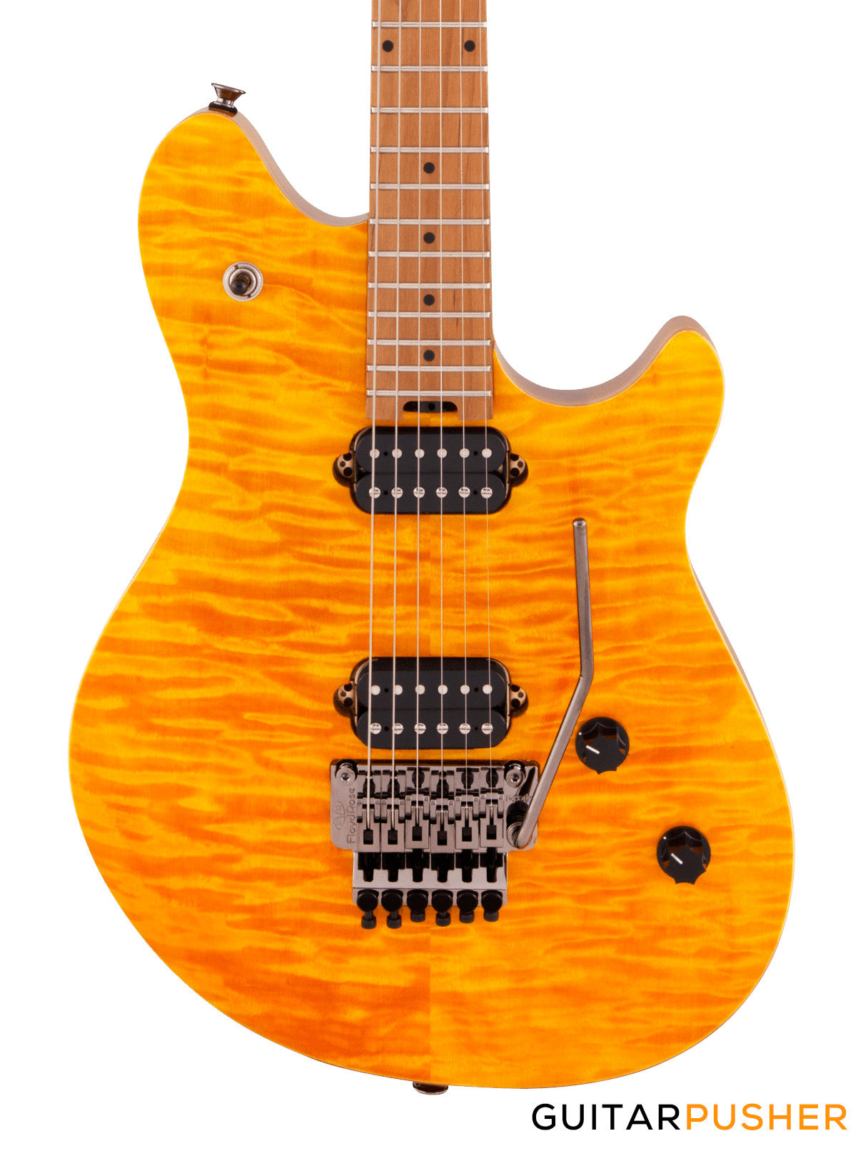 EVH Wolfgang WG Standard Quilt Maple Top, Baked Maple Fretboard - Transparent Amber (5107004558)
