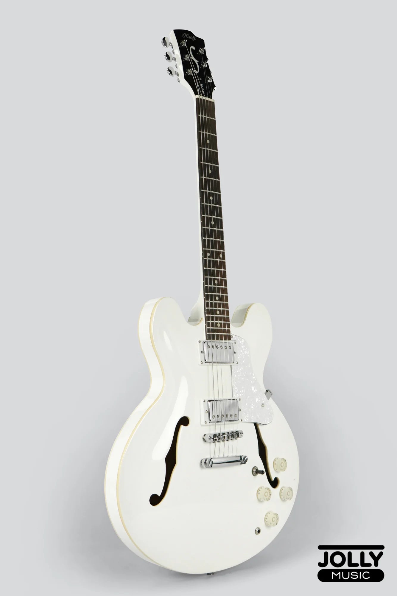 JCraft AR-2 JM Semi-Hollow Electric Guitar - Snow