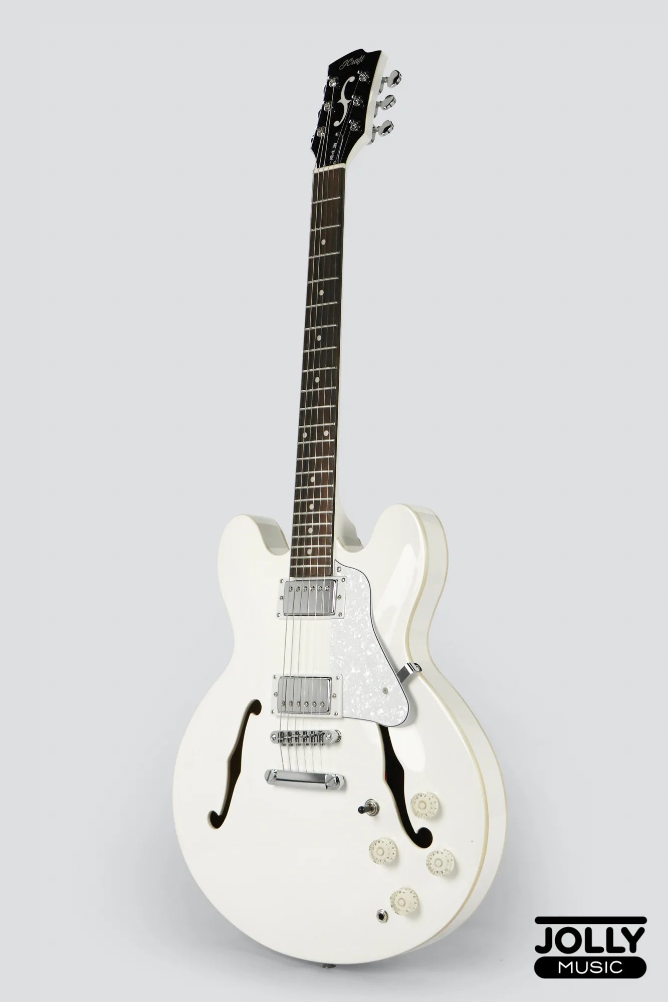JCraft AR-2 JM Semi-Hollow Electric Guitar - Snow