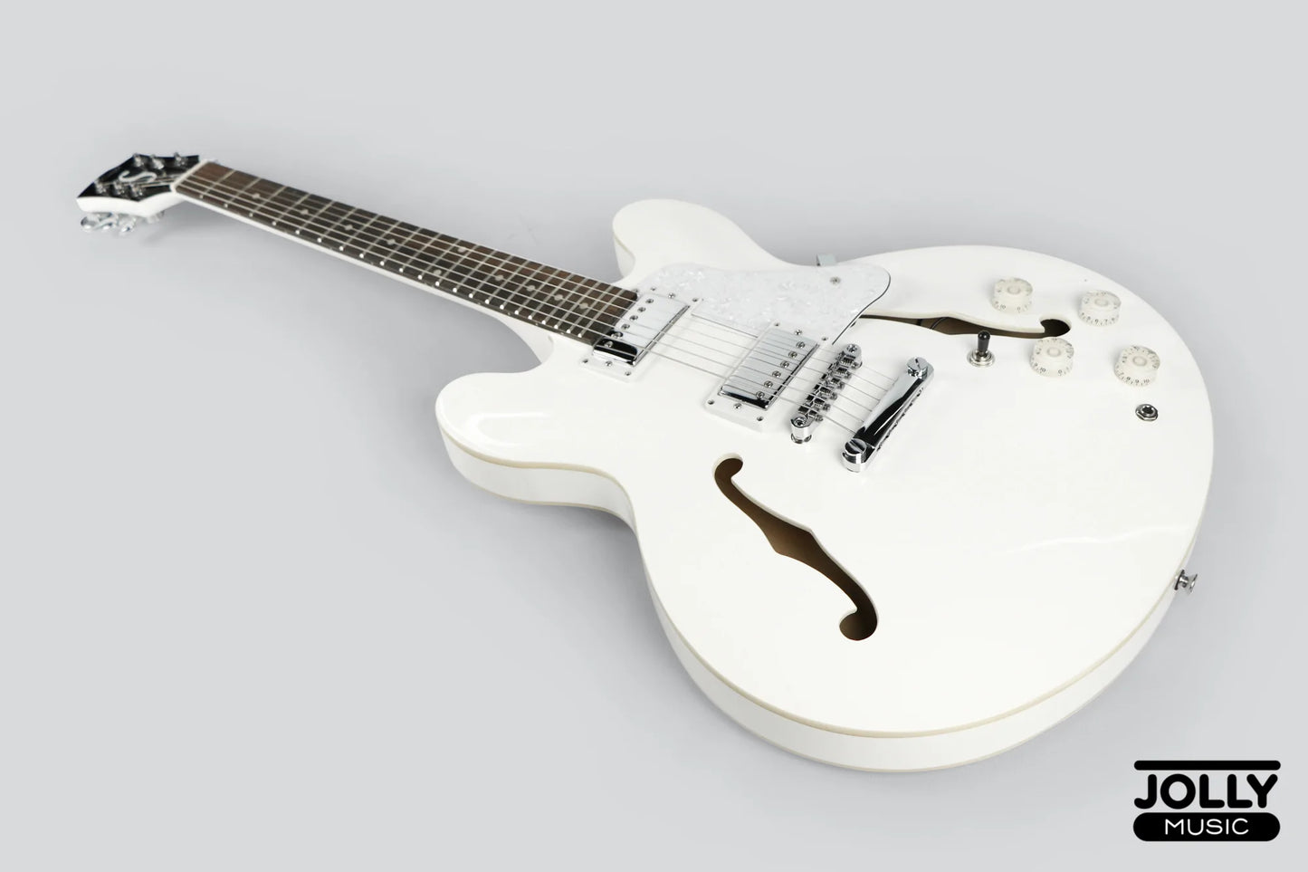 JCraft AR-2 JM Semi-Hollow Electric Guitar - Snow