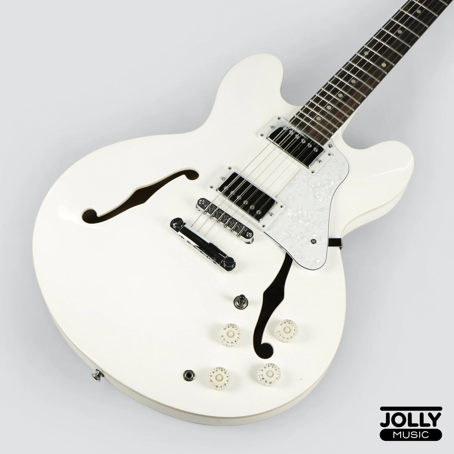 JCraft AR-2 JM Semi-Hollow Electric Guitar - Snow