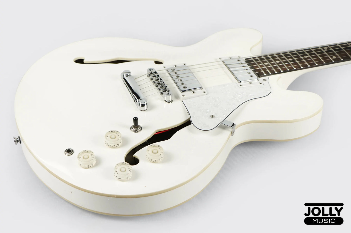 JCraft AR-2 JM Semi-Hollow Electric Guitar - Snow