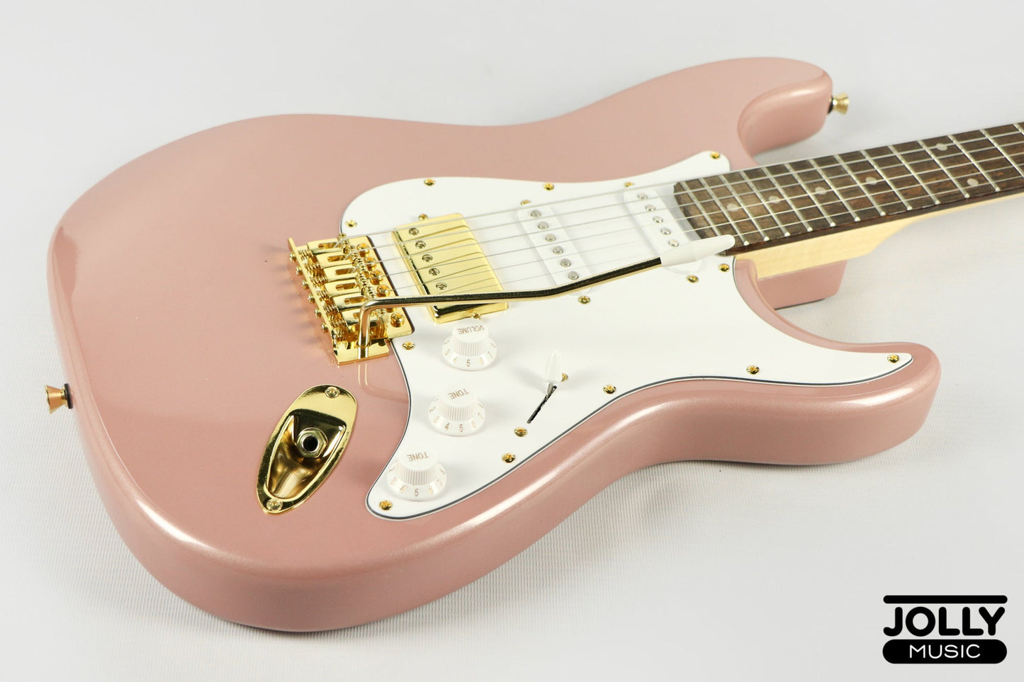 JCraft S-2HC HSS Stratocaster Electric Guitar - Rosewood / Rose Gold